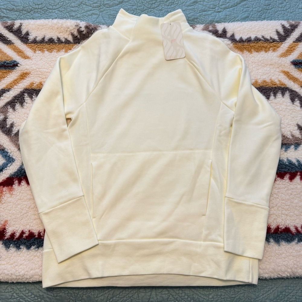 FABLRTICS Zaylee Funnel Neck Tunic Sweatshirt Cream Cowl Neck Medium M